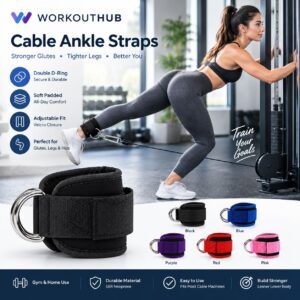 Cable Ankle Straps – Double D-Ring Ankle Cuffs for Glute, Leg & Cable Machine Workouts