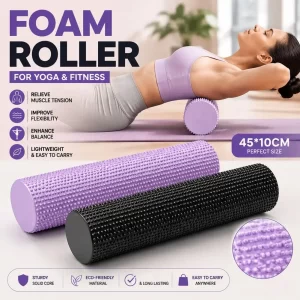 Shop the 45cm EVA Foam Roller at WorkoutHub. Ideal for yoga, Pilates, stretching, muscle relaxation, and mobility exercises at home or the gym.