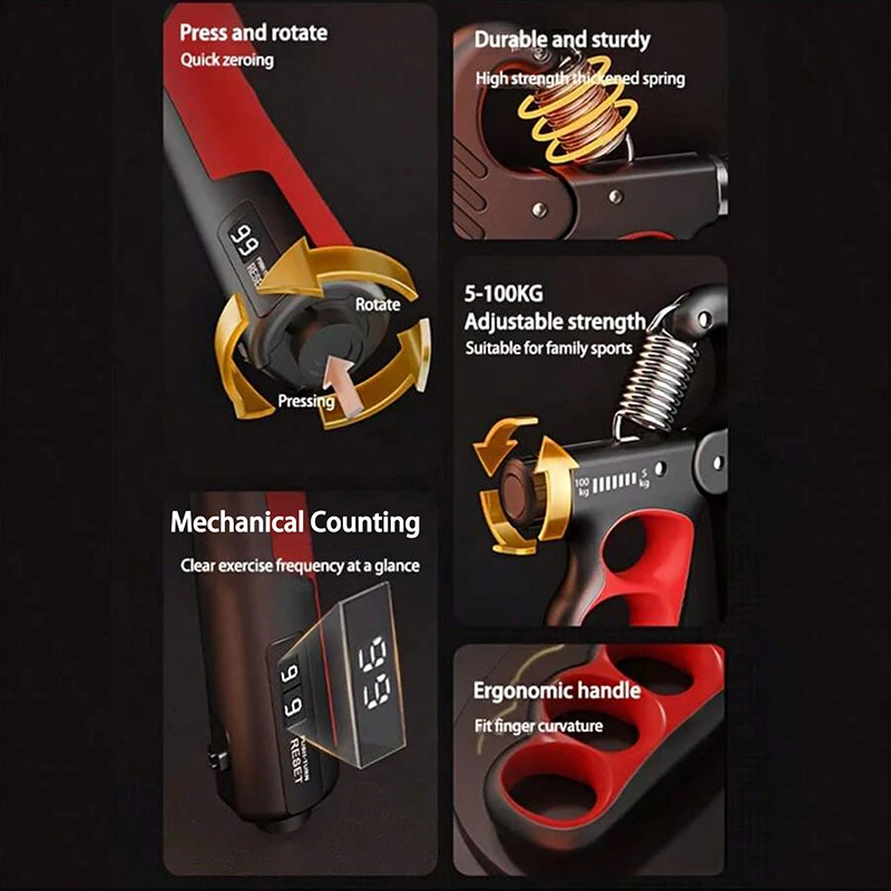 Adjustable Hand Grip Strengthener with Counter – 5-150KG Resistance - Image 4