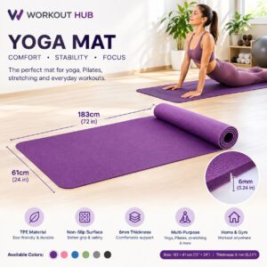6mm TPE Non-Slip Yoga Mat for Yoga, Pilates & Home Workouts